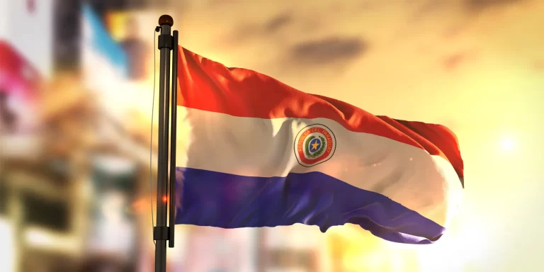 Imagen de la Bandera de Paraguay flameando