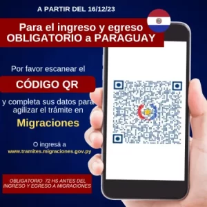 QR para llenar el formulario de ingreso a Paraguay.